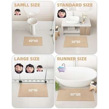 Color&Geometry Beige Chenille Bathroom Rugs- Non Slip, Absorbent, Quick Dry, Thin, Washable- 23.5"x35.5" Bath Mat 2'x3' Large Bathroom Carpet for Bathroom Floor, Shower, Sink, Vanity