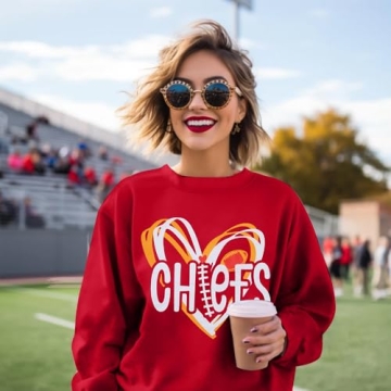 LOTUCY Football Sweatshirt for Women Fans - Heart Graphic