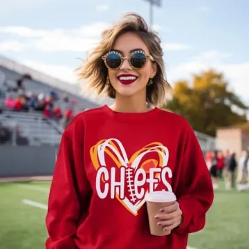 LOTUCY Football Sweatshirt for Women Fans - Heart Graphic