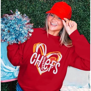 LOTUCY Football Sweatshirt for Women Fans - Heart Graphic