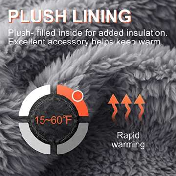 Women's Winter Gloves Warm Lining - Cozy Wool Knit Thick Gloves Mittens in 11 color (gray)