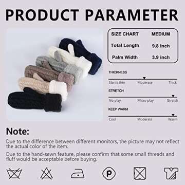 Women's Winter Gloves Warm Lining - Cozy Wool Knit Thick Gloves Mittens in 11 color (gray)