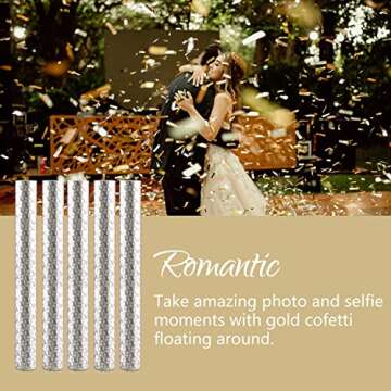 BATTIFE 8Pack Gold Confetti Sticks, Gold Metallic Confetti Poppers, Wedding Confetti Flick Flutter Shoots for Birthday Party, Graduation, Anniversary Parties Supplies, Square, 7.8inch