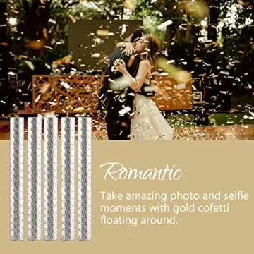 BATTIFE 8Pack Gold Confetti Sticks, Gold Metallic Confetti Poppers, Wedding Confetti Flick Flutter Shoots for Birthday Party, Graduation, Anniversary Parties Supplies, Square, 7.8inch