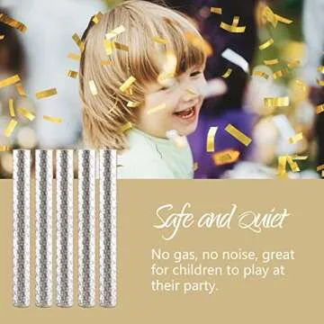 BATTIFE 8Pack Gold Confetti Sticks, Gold Metallic Confetti Poppers, Wedding Confetti Flick Flutter Shoots for Birthday Party, Graduation, Anniversary Parties Supplies, Square, 7.8inch