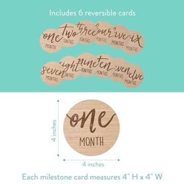 Kate & Milo Baby Monthly Milestone Marker Discs - Classic Cursive Script Wooden Discs with Reversible Photo Props for Baby Announcement and Milestones, Gender-Neutral Gift for Newborn Boy and Girl