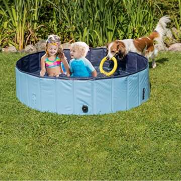 DreiWasser Dog Pool Foldable Pet Outdoor Swimming Pool Collapsible Anti-Slip Hard PVC Pet Paddling Bathtub for Large and Xtra Large Dogs, Kids, Pets((63'' * 12'')/(160cm x 30cm))