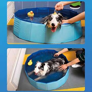DreiWasser Dog Pool Foldable Pet Outdoor Swimming Pool Collapsible Anti-Slip Hard PVC Pet Paddling Bathtub for Large and Xtra Large Dogs, Kids, Pets((63'' * 12'')/(160cm x 30cm))