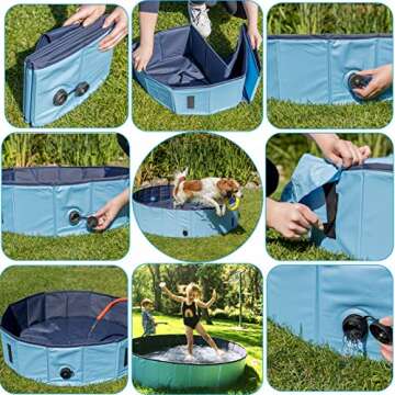 DreiWasser Dog Pool Foldable Pet Outdoor Swimming Pool Collapsible Anti-Slip Hard PVC Pet Paddling Bathtub for Large and Xtra Large Dogs, Kids, Pets((63'' * 12'')/(160cm x 30cm))