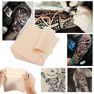 Tattoo Skin Practice - Ruicoo 10 Sheets Tattoo Fake Practice Skins Double Sides 8×6 Blank Fake Tattoo Skin for Tattoo Artists