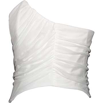 MOALLUOM Mesh Corset Crop Top Bustier Underbust Boned Backless Sleeveless Strapless Off Shoulder Aesthetic Bodyshaper for Women Y2K (White, 4-6)