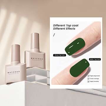 MAYCHAO 15ML Green Gel Nail Polish 1Pc Forest Green Gel Polish Soak Off UV LED Nail Gel Polish Nail Art Starter Manicure Salon DIY at Home, 0.5 OZ
