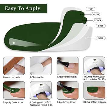 MAYCHAO 15ML Green Gel Nail Polish 1Pc Forest Green Gel Polish Soak Off UV LED Nail Gel Polish Nail Art Starter Manicure Salon DIY at Home, 0.5 OZ