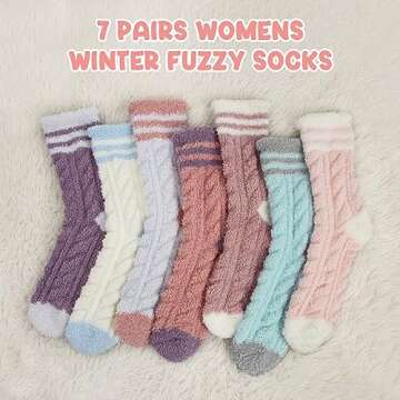 5 Pairs Womens Fuzzy Socks Warm Cozy Slipper Socks Fluffy Socks Christmas Gifts