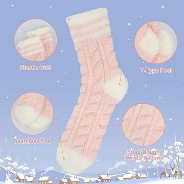 5 Pairs Womens Fuzzy Socks Warm Cozy Slipper Socks Fluffy Socks Christmas Gifts