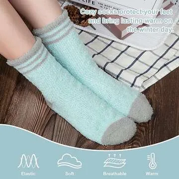 5 Pairs Womens Fuzzy Socks Warm Cozy Slipper Socks Fluffy Socks Christmas Gifts