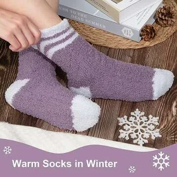 5 Pairs Womens Fuzzy Socks Warm Cozy Slipper Socks Fluffy Socks Christmas Gifts