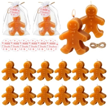 MTLEE 15 Set Christmas Candles - Festive Gingerbread Man & Elk Candles for Holiday Decor
