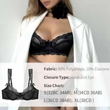 Elegant Women's Balconette Lace Bra Unlined Underwire