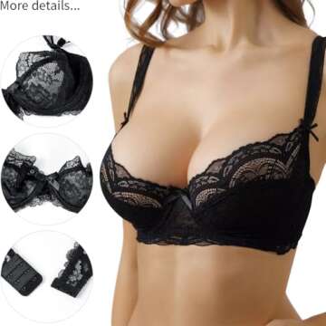 Elegant Women's Balconette Lace Bra Unlined Underwire