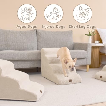 EHEYCIGA Foam Dog Stairs for Small Dogs - 4 Steps
