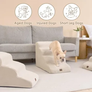 EHEYCIGA Foam Dog Stairs for Small Dogs - 4 Steps