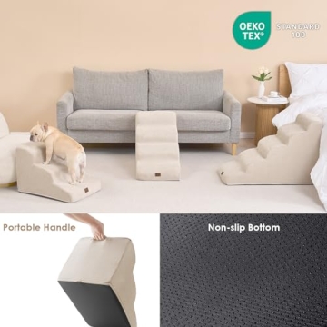 EHEYCIGA Foam Dog Stairs for Small Dogs - 4 Steps