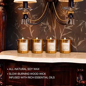 Benevolence Fall Candle for Home - Scented Soy Candles | Aromatherapy Gold Candle, Gifts for Men and Women, Jar Candle Small Pack of 4-6 oz