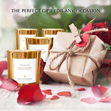 Benevolence Fall Candle for Home - Scented Soy Candles | Aromatherapy Gold Candle, Gifts for Men and Women, Jar Candle Small Pack of 4-6 oz