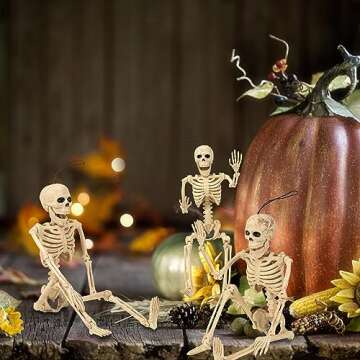 Abakuku 18" Posable 5 Pack Halloween Skeleton Decorations,Human Bones for Halloween Party with Movable Joints,for Haunted Houses, Front Lawn, Graveyard Props