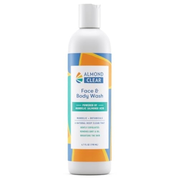 Almond Clear Face & Body Wash – Gentle Cleanser with Mandelic Acid for Acne-Prone Skin [6.7 Fl Oz]