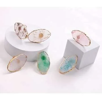 Resin DIY Nail Art Palette, Painting Drawing Color Plate with Adjustable Finger Rings,3pcs Marble Nail Art Palette Ring Gel Polish Mixing Tray Gold Edge Manicure Tool Accessory