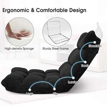 Giantex Folding Floor Chair with Back Support for Gaming