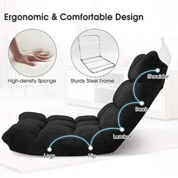 Giantex Folding Floor Chair with Back Support for Gaming