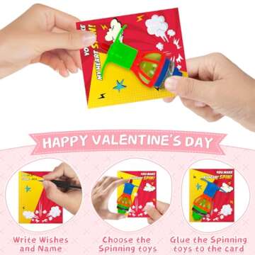Morabi Valentine's Day Gifts - 28 Spinning Top Toys & Cards
