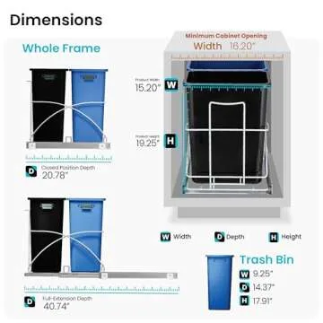 Home Zone Living 15 Gallon Pull Out Trash Can under Sink