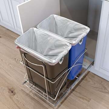 Home Zone Living 15 Gallon Pull Out Trash Can under Sink