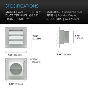 AC Infinity 6" Wall Mount Duct Shutter for Grow Rooms