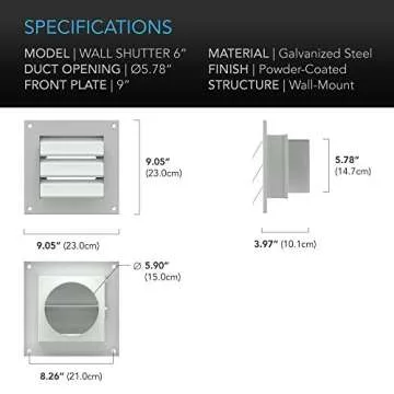 AC Infinity 6" Wall Mount Duct Shutter for Grow Rooms