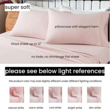 Mohap Bed Sheet Set 4 Pieces Double Brushed Microfiber 1800 - Breathable All Season Luxury Soft Bedd...