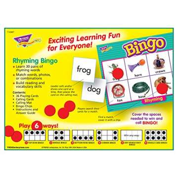Rhyming Bingo Game for Classroom and Home Learning