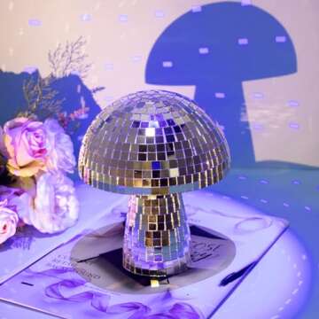 HJANDHJ Mushroom Disco Ball 7 Inch Silver Mirror Decor for Home Art