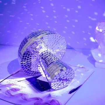 HJANDHJ Mushroom Disco Ball 7 Inch Silver Mirror Decor