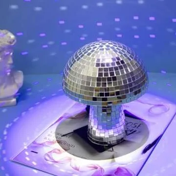 HJANDHJ Mushroom Disco Ball 7 Inch Silver Mirror Decor