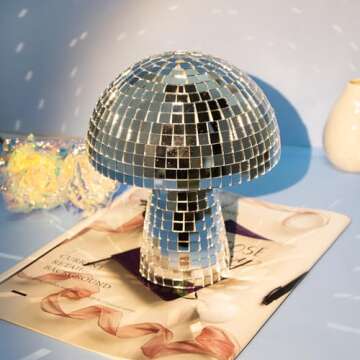 HJANDHJ Mushroom Disco Ball 7 Inch Silver Mirror Decor