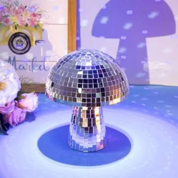 HJANDHJ Mushroom Disco Ball 7 Inch Silver Mirror Decor