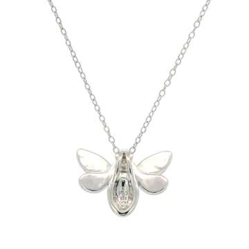 Amazon Essentials womens Sterling Silver Bumblebee Pendant Necklace Made with Crystal (18"), (previously Amazon Collection)