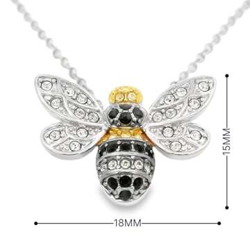 Amazon Essentials womens Sterling Silver Bumblebee Pendant Necklace Made with Crystal (18"), (previously Amazon Collection)