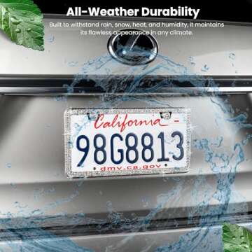 SunplusTrade Bling License Plate Frame for Women 2 Pack Sparkly License Plate Frames Bedazzled Diamond Rhinestone Crystals (Silver)