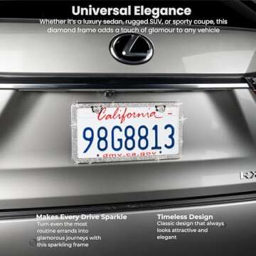 SunplusTrade Bling License Plate Frame for Women 2 Pack Sparkly License Plate Frames Bedazzled Diamond Rhinestone Crystals (Silver)